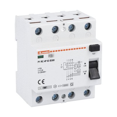 Residual current operated circuit breaker, 4 modules, 4P - type B, 63A, 300mA