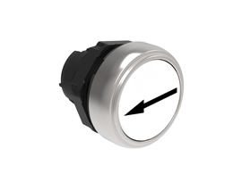 Pushbutton actuator, spring return, with symbol Ø22mm Platinum series chromed plastic, flush, ←/White