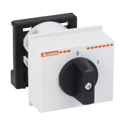 Rotary cam switch 7GN series, ON-OFF switch 1 pole 20A, modular service cover for 35mm DIN reail mounting with black handle, front plate 45X54mm
