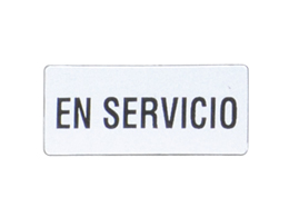 Label with text for LPXAU100 legend holder, EN SERVICIO