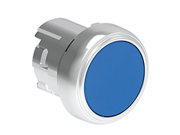 Push-Push button actuator Ø22mm Platinum series metal, flush. Push ON-Push OFF, blue