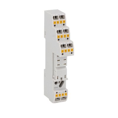 Socket for HR512C relays for fitting on DIN rail or screws, spring terminals. Push-in technology