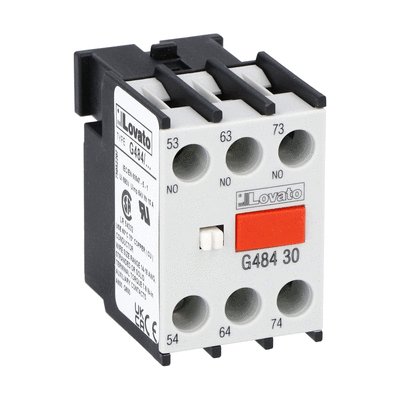 Auxiliary contact with front centre mounting. Screw terminals, for BF... series contactors, 1NO+2NC