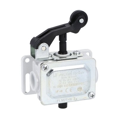 Metal limit switch, PL series, roller centre push lever. Contacts 2NC. IP65