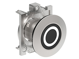 Pushbutton actuator, spring return, with symbol Ø30mm Platinum series flat metal, flush, 0/Black