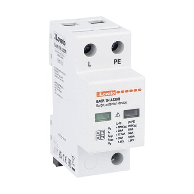 Surge protection device type 1 and 2 monoblock, IEC impulse current Iimp (10/350μs) 12.5kA per pole, 1P+N. With remote contact