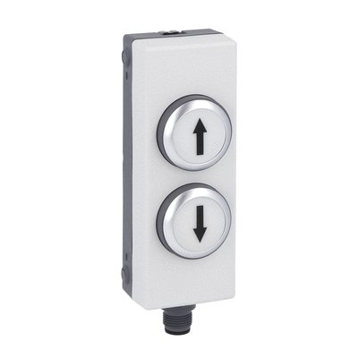 Control station for 40mm profile rails with white flush pushbutton with "↑" symbol spring return, 1NO and white flush pushbutton with "↓" symbol spring return, 1NO