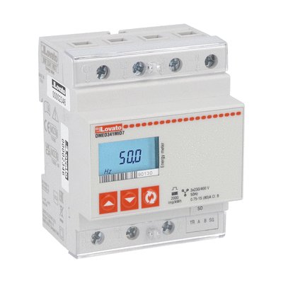 Energy meter, three-phase with neutral, non expandable, MID certified -25…+70°C, 80A direct connection, 4U, RS485 interface, programmable static output, multi-measurements