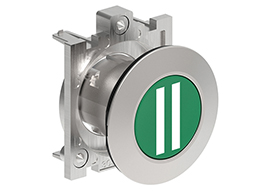 Pushbutton actuator, spring return, with symbol Ø30mm Platinum series flat metal, flush, II/Green