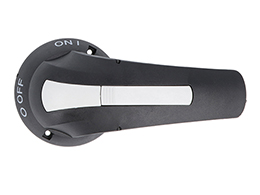 Direct operating lever handle, padlockable. Rotating type with screw fixing on switch disconnector, 115mm. Black