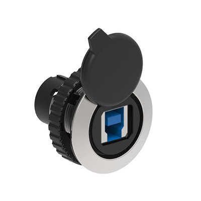 Communication interface Ø30mm Platinum series flat metal, USB interface type 3.0, B/A connection type