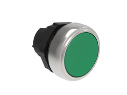 Push-Push button actuator Ø22mm Platinum series chromed plastic, flush. Push ON-Push OFF, green