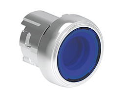 Illuminated Push-Push button actuator Ø22mm Platinum series metal, flush. Push ON-Push OFF, blue