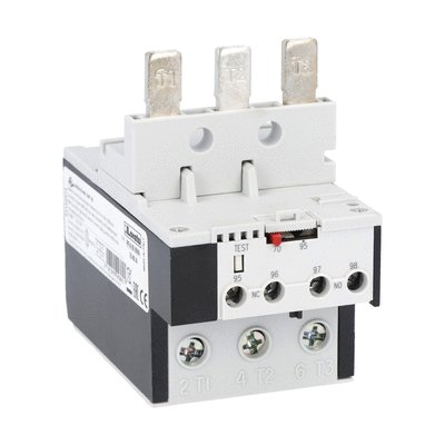 Motor protection relay, phase failure/single-phase sensitive. Three-pole (three-phase), automatic resetting. Direct mounting on BF40 - BF94 contactors, 70...95A
