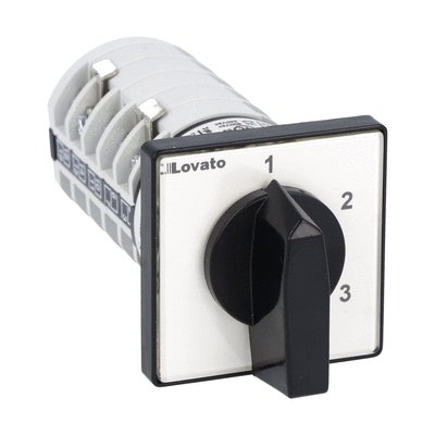 Rotary cam switch 7GN series, multi-step 1-2-3, 3 poles 16A, for front mounting with black handle, front plate 48X48mm