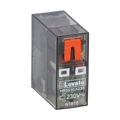 Miniature relay with LED state indicator and mechanical actuator, 230VAC, 16A, 1C/O contact. Fitting on socket HR5XS2... (max 10A)