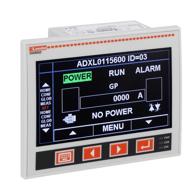 Remote display unit for control and monitoring of up to 32 motor starters, widescreen color LCD graphic display 118x96mm, built-in RS485 port, IP65.