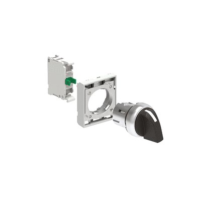 KIT metal selector switch actuator knob, 2 position, 0 1 with mounting adapter and 1 contact element, NO. Screw termination