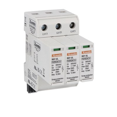 Surge protection device Type 1 and 2, with plug-in cartridge Type 1CA/Open-Type 1, In 20kA, Uc 300VAC, UL-certified