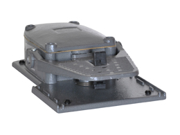 Foot switch, K series, one pedal, with safety lever, metal body, open. Contacts 1NO+1NC snap action
