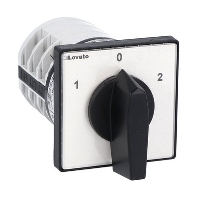 Rotary cam switch 7GN series, changeover switch 3 poles 32A, for front mounting with black handle, front plate 65X65mm
