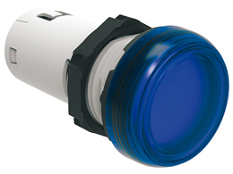 LED integrated monoblock pilot light, steady light Ø22mm Platinum series chromed plastic, blue, 230VAC