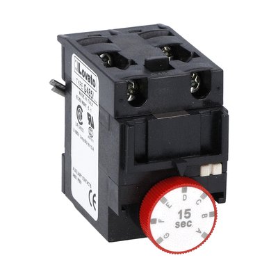 Delayed auxiliary contact 1NO+1NC (pneumatic operation) on energisation for front centre mounting. Screw terminals, for BF... series contactors, 15S
