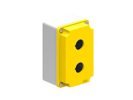Control station, empty with no actuators, for 2 actuators. Yellow cover