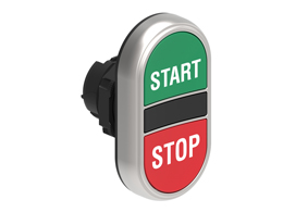 Double-touch actuator, spring return Ø22mm Platinum series chromed plastic, 2 flush pushbuttons. Both spring return, Green - Red/START - STOP