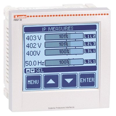 Interface protection system unit compliant with italian standard CEI 0-16, for MV system, dual threshold minimum and maximum voltage and frequency protection, measurements via VTS in MV or direct in LV