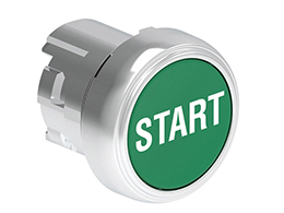 Pushbutton actuator, spring return, with symbol Ø22mm Platinum series metal, flush, START/Green