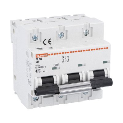 Miniature circuit breaker, 1P, 2P, 3P and 4P - 10kA, characteristic C, 80A