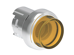 Illuminated button actuator, spring return Ø22mm Platinum series metal, extended, yellow