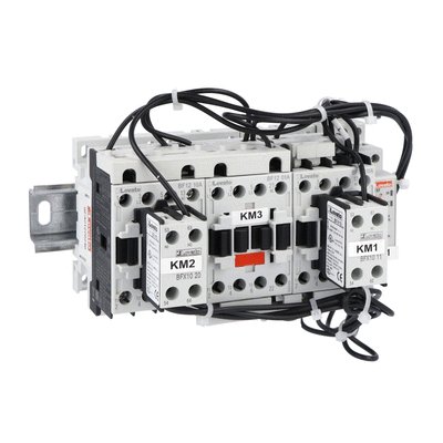 Completa star-delta starter, open frame, for starting time up to 12 seconds and a maximum of 30 operations/hour, max IEC operating current 22A. Coil voltage 400VAC 50/60Hz