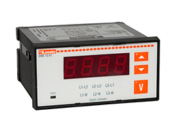 Voltmeter, three-phase, 3 phase voltage values, 3 phase to phase voltage values, 3 max voltages values, 3 max phase to phase voltage values, 3 min phase voltage values, 3 min phase to phase voltage values. Relay output for control and protection functions