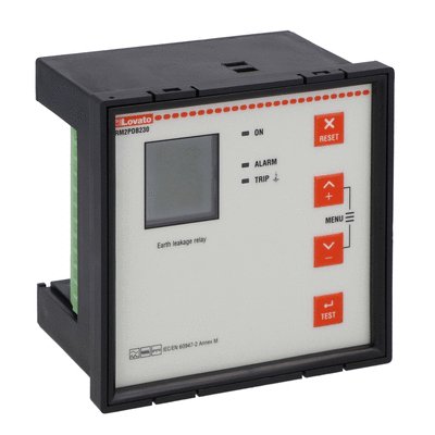 Earth leakage relay type B, with 2 operating thresholds, flush-mount 96x96mm, with display, external CT, auxiliary supply voltage 80-250VAC/120-250VDC.