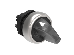 Illuminated selector switch actuator Ø22mm Platinum series chromed plastic, 2 position, 0 - 1. White