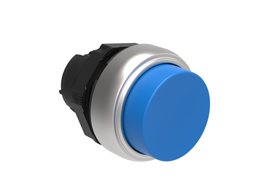 Push-Push button actuator Ø22mm Platinum series chromed plastic, extended. Push ON-Push OFF, blue