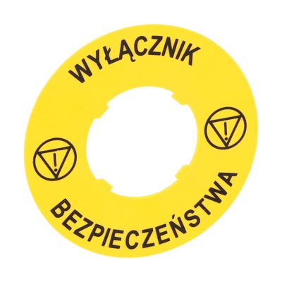 Plastic disk for mushroom head pushbuttons, WYŁĄCZNIK BEZPIECZEŃSTWA Ø60mm/2.4in