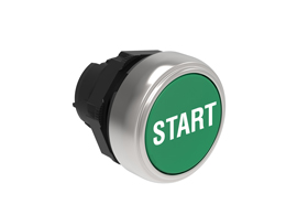 Pushbutton actuator, spring return, with symbol Ø22mm Platinum series chromed plastic, flush, START/Green
