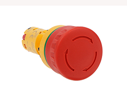 Monoblock mushroom head pushbutton actuator, red, latch, turn to release. Ø40mm. For emergency stopping, iso13850 compliant 1NO+1NC spring terminals