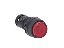 Monoblock illuminated pushbutton actuator, spring return, extended, red, 220VAC 1NC screw terminals