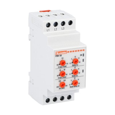 Voltage monitoring realy for three-phase system, without neutral, minimum and maximum AC voltage. Phase loss and incorrect phase sequence, 600VAC 50/60Hz