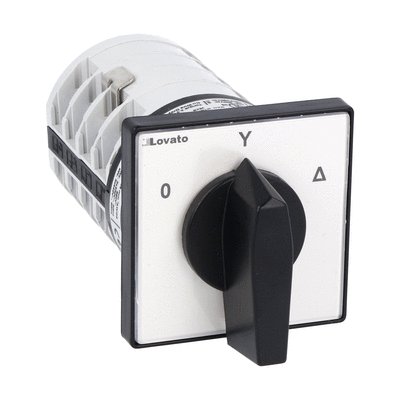 Rotary cam switch 7GN series, star-delta motor starter switch 32A, for front mounting with black handle, front plate 65X65mm