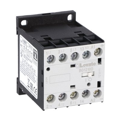 Three-pole contactor, IEC operating current Ie (AC3) = 12A, DC coil, 60VDC, 1NO auxiliary contact