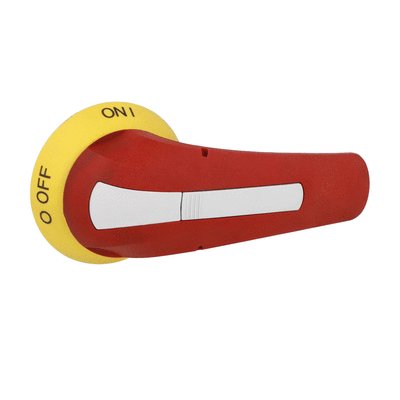 Door coupling handle, padlockable, 115mm/4.5" red/yellow lever. For GEF0050…GEF0160…