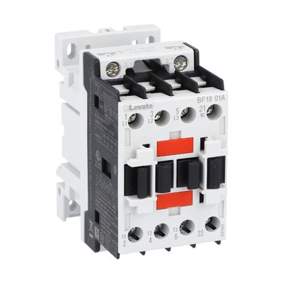 Three-pole contactor, IEC operating current Ie (AC3) = 18A, AC coil 50/60Hz, 230VAC, 1NC auxiliary contact with mirror contact function