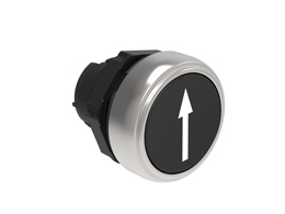 Pushbutton actuator, spring return, with symbol Ø22mm Platinum series chromed plastic, flush, ↑/Black