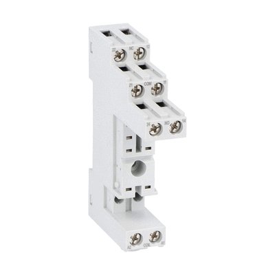 Socket for HR512C relays for fitting on DIN rail or screws, screw terminals.