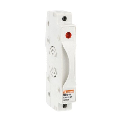 Fuse holder for photovoltaic applications, for 10X85mm and 14X85mm fuses. 32A rated current at 1500VDC, 1P. With status indicator. 1 module